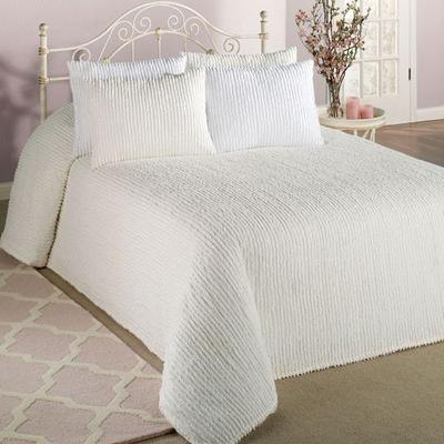 Channel Chenille Bedspread, Twin, Blue