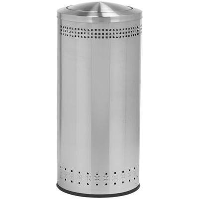 Commercial Zone 781429 Precision 25 Gallon Imprinted Stainless Steel Round Trash Can and Swivel Lid Set