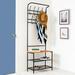 17 Stories Rute Entryway Steel Hall Tree w/ Bench & Shoe Storage Wood/Metal in Black/Brown/Gray | 71.26 H x 25.79 W x 12.6 D in | Wayfair