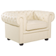 Sessel Creme Echtleder Chesterfield Stil Wohnzimmer Salon