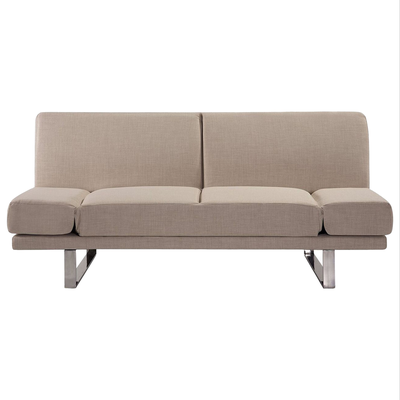 Sofa Beige Polsterbezug 2-Sitzer Schlaffunktion Verstellbare Armlehnen Skandinavisch Modern Wohnzimmer