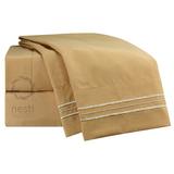 Nestl Sandpiper Striped Sheet Set Microfiber/Polyester | 102 H x 105 W in | Wayfair US-nstl-BS-K-camel