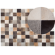 Teppich Braun mit Beige 160 x 230 cm aus Leder Geometrisches Muster Kariert Handgefertigt Modern