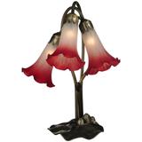 Meyda Lighting Pink And White Pond Lily 15 Inch Accent Lamp - 13593