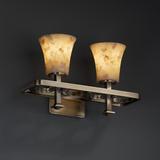 Justice Design Group Alabaster Rocks Arcadia 17 Inch 2 Light Bath Vanity Light - ALR-8562-18-MBLK-PL2-120E-GU24-18W