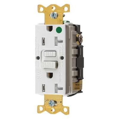 HUBBELL WIRING DEVICE-KELLEMS GFRTW83W GFCI Receptacle, 20A, 125VAC, 5-20R,