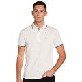 BOSS Mens Paddy Cotton-piqué Polo Shirt with Striped Collar and Cuffs White