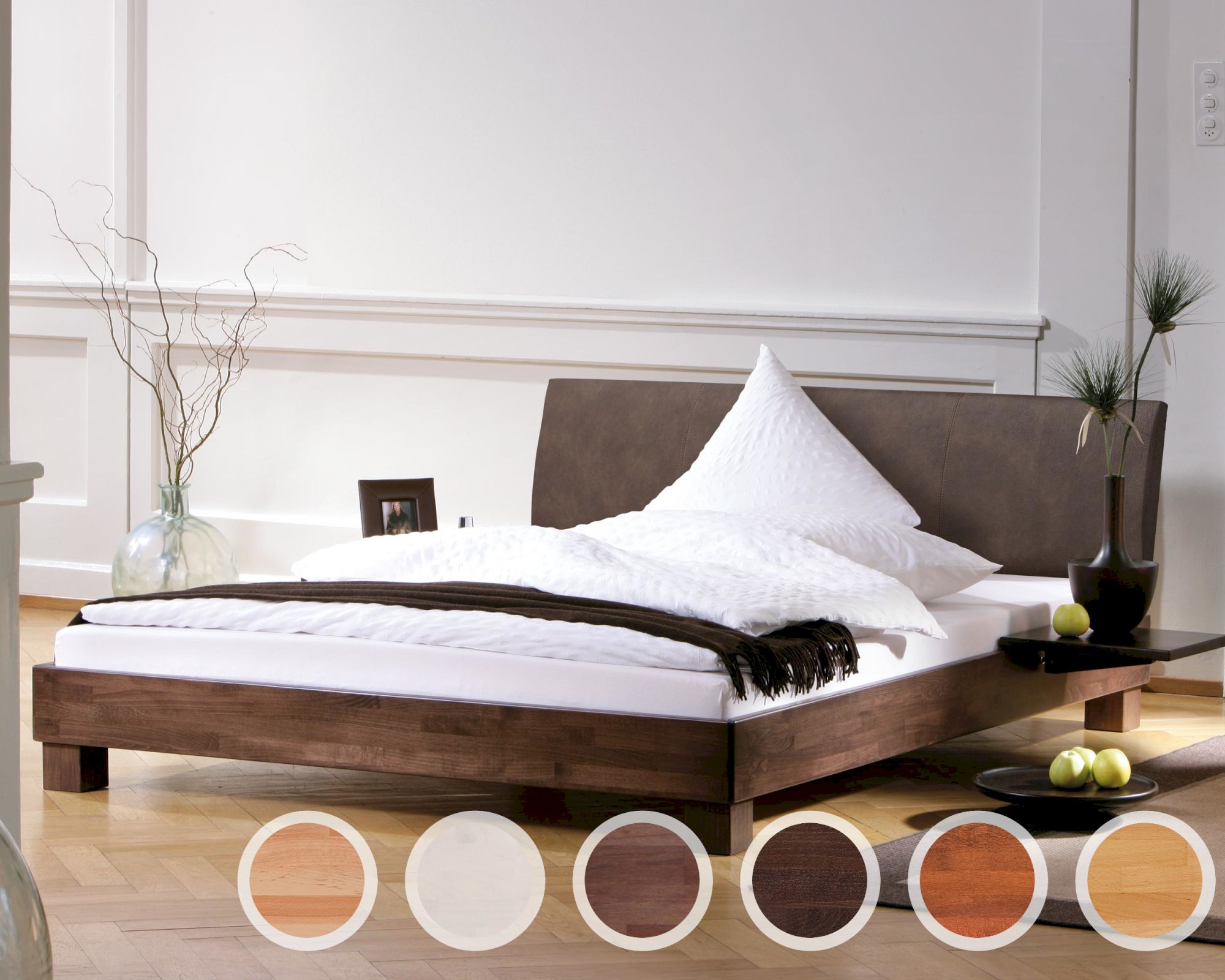 Hasena Wood-Line Massivholzbett Ivio/Lecco 180x200 cm Buche weiss