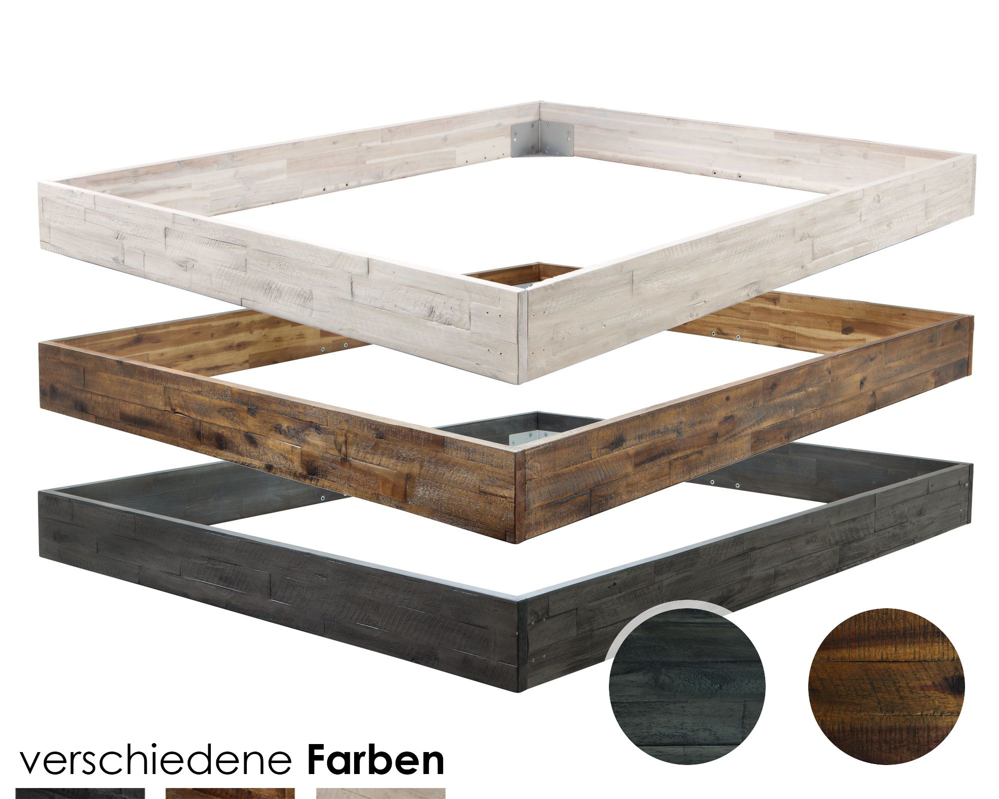 Hasena Factory-Line Bettrahmen Loft 18 180x200 cm / Akazie Vintage braun, lackiert