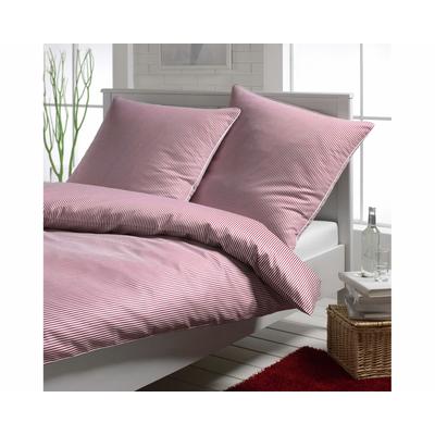 Elegante Mako-Satin Bettwäsche »Hamburger Streifen« Bordeaux 2460-01 Bettwäsche 200x220 cm / 2x 80x80 cm Image
