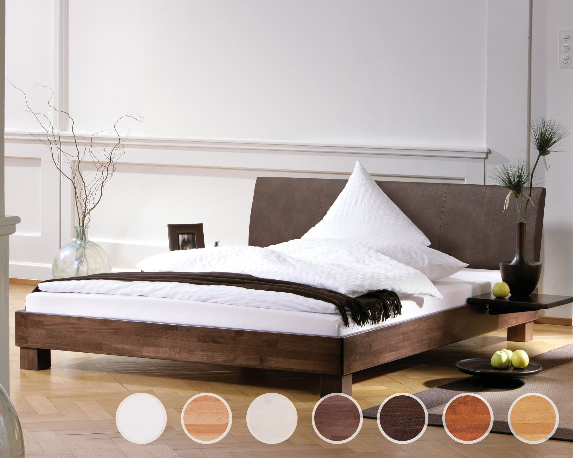 Hasena Wood-Line Massivholzbett Ivio/Lecco 90x200 cm Buche walnuss