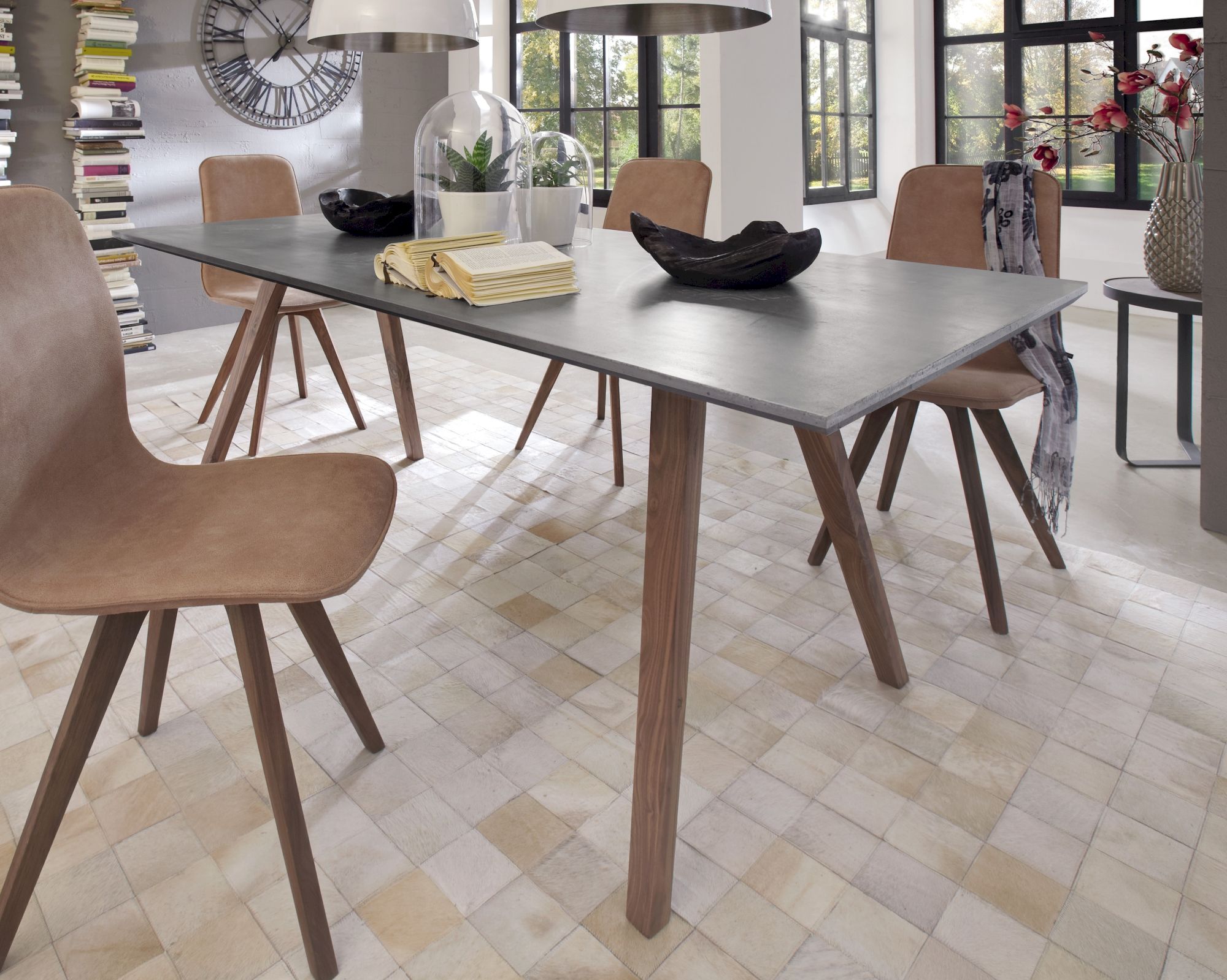 Massivholz »Stockholm« Beton Esstisch Nussbaum 180x90 cm