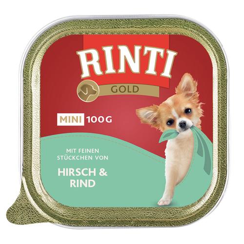48x100g Gold Mini Hirsch & Rind RINTI Hundefutter nass