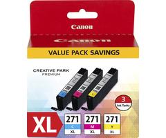 Canon CLI-271XL 3-Pack High-Yield Ink Cartridges - Cyan/Magenta/Yellow - 0337C005