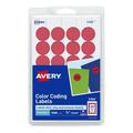 Avery Print/Write Self-Adhesive Removable Labels 0.75 Inch Diameter Red 1008 per Pack (5466)