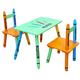 Kiddi Style Kids Table and Chairs - 1 Wooden Table and 2 Chairs Set - Crayon Themed Desk and Chairs for Toddlers & Preschoolers - Ideal for Homeschooling (Green & Orange)