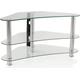 Mountright TV Stand, Curved Clear Glass, Modern Glass Table For Televisions 27 to 43 Inch | Living Room Corner Table | LED, LCD, OLED Support | Heavy Duty Stability