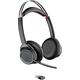 Plantronics - Voyager Focus UC with Charge Stand (Poly) - Bluetooth Dual-Ear (Stereo) Headset with Boom Mic - USB-A PC/Mac Compatible - Active Noise Canceling-Works with Teams (Certified), Zoom & more