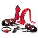 Lovehoney Bondage Boutique Red Hot Passion Bondage Kit - Includes Cuffs, Blindfold, Ball Gag, Rope Flogger & Strap - Beginner Bondage Set for Couples - 6 Piece - Red/Black