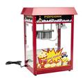 Royal Catering Popcorn Machine Carnival Retro Popcorn Maker Illuminated Chamber Cinema Event Party Red Roof 120 s Duty Cycle RCPS-14 (Stainless Steel, Tempered Glass, Teflon Kettle, 230V, 1,495W)