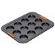 Le Creuset Non-Stick Carbon Steel Bakeware 12 Cup Bun Tray, Black