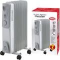 1500W 7 FIN Portable Oil Filled Radiator Heater Electrical Caravan Office Home (White)