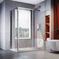 ELEGANT 1400 x 700 mm Sliding Shower Enclosure 6mm Glass Reversible Cubicle Door Screen Panel with Shower Tray and Waste + Side Panel