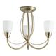 LITECRAFT Madrid Ceiling Light Flush 3 Arm with Frosted Shades - (Antique Brass, 3 Light)