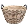 Red Hamper Small Oval Hessian Lined Log Basket, Wicker, Brown, 31 x 40 x 28 cm