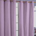 HOMESCAPES Mauve Eyelet Curtain Pair 137cm (54") Wide x 228cm (90") Drop Plain Heavy Unlined Curtains