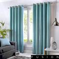 Fusion Sorbonne-100 Pair of Eyelet Curtains, 100% Cotton, Duck Egg Blue, 90 x 72 (229 x 183cm)