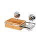 Compactor Bestlock Suction No Drilling Wall Mountable Multi-Purpose Rack with Soap and Sponge Holder, Chrome and Bamboo