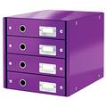 Leitz Drawer Cabinet, 4 Drawers, A4, Click and Store Range 60490062 - Purple