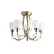 LITECRAFT Semi Flush Madrid Decorative Arm Ceiling Light Satin Nickel Lamp with Frosted Glass Shades (Antique Brass, 5 Light)