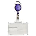 Customcard ltdÂ® Badge Buddy Double ID Holder & Retractable Badge Reels Purple x 10