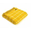 Tweedmill Textiles 100% Pure Wool Blanket Chequered Check Throw Design in Yellow Made in UK