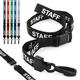 CKB LTD Staff LANYARDS Breakaway Safety Lanyard Pre-Printed Text Neck Strap Swivel Plastic Clip for ID Card Holder - Pull Quick Release Design (Pack of 50, Black)