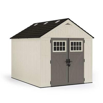 SUNCAST BMS8100 Storage Shed, Resin, 547 cu ft, Vanilla/Slate/Stoney/Black