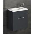 E-PLUMB Anthracite Square Basin Wall Hung Bathroom Furniture Cloakroom Compact Vanity Unit 400 X 250