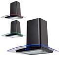 SIA 60cm Black Touch Control LED Edge Lit Curved Glass Cooker Hood Extractor Fan