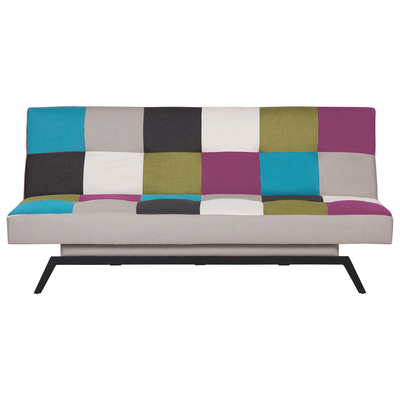 Sofa Bunt Polsterbezug Patchwork 3-Sitzer Schlaffunktion verstellbare Rückenlehne Modern Wohnzimmer