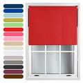 Furnished Roller Blinds Thermal Blackout Roller Blind - Trimmable Insulated UV Protection Child Safe Easy Fit Home Office Window Blinds, Red, 240cm x 165cm