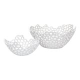 Selectives 2 Piece Nettie Fruit Basket Decorative Bowl Set Ceramic in White | 7.5 H x 16 W x 12.5 D in | Wayfair 17-538