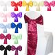 Time to Sparkle 100pcs Satin Chair Cover Sashes Bow Tie Ribbon Table Runner Wedding Reception Decoration - Burgundy