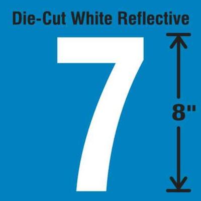 STRANCO DWR-SINGLE-8-7 Die-Cut Reflective Number Label, 7