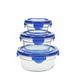 Glasslock Round 3 Container Food Storage Set Glass in Blue | 2.1 H x 3.5 W x 3.5 D in | Wayfair GL-41875011