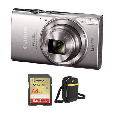 Canon PowerShot ELPH 360 HS Digital Camera with Accessory Kit (Silver) 1078C001