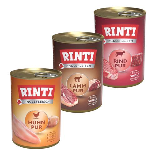 6x400g Singlefleisch Mix Rinti Hundefutter nass