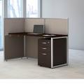 Bush Business Furniture Easy Office Straight Desk w/ 3 Drawer Mobile Pedestal Partition Cubicle in Brown | 45 H x 60 W x 30.51 D in | Wayfair