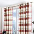 Fusion - Balmoral Check - 100 Percent Cotton Pair of Eyelet Curtains in Ruby, 90" Width x 72" Drop (229 x 183 cm)